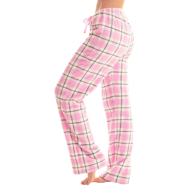 Just Love Women's Plush Pajama Pants - Soft and Cozy Lounge Pants (Pink -  Plaid, Large)