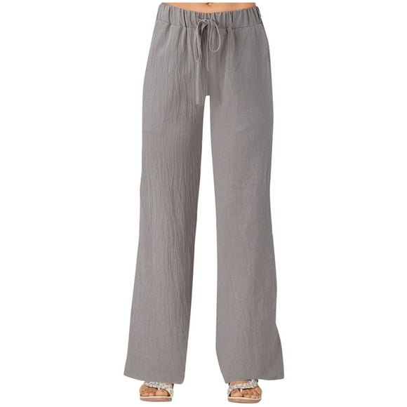 Womens Twill Pants Elastic Waist