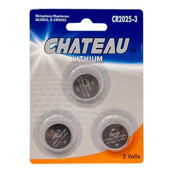 120 x CR2025 Chateau 3 Volt Lithium Coin Cell Batteries (40 Cards of 3)