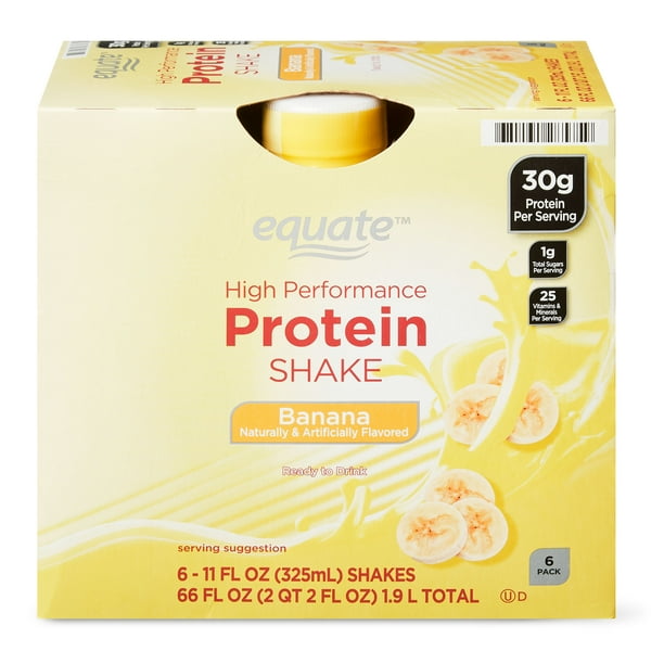 Equate High Performance Protein Shake, Banana, 30g Protein, 11 fl oz, 6