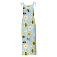 thumbnail image 4 of Sentmoon One Piece Jumpsuits for Women Bee Print Loose Wide Leg Summer Overalls Pockets Adjustable Thin Strap Crew Neck Sleeveless Rompers Bee Festival Ladies for City Sightseeing Yellow S, 4 of 5