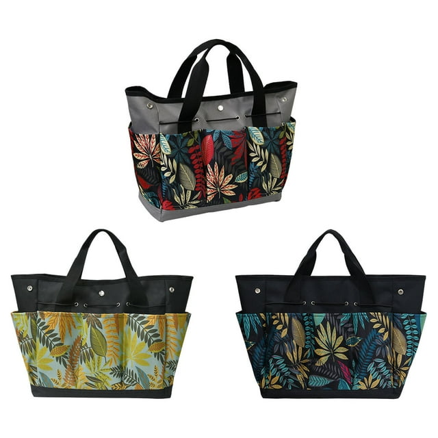 Ruiboury Cloth Durable Multi-Pocket Tool Bag For Organized Tool Storage Gardening Tool Bag Tool Storage Bag Black+Yellow Flower 5Set