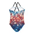 thumbnail image 2 of Girls' One-piece Swimsuit Cross Back Bathing Suit Beach Surfing Sizes 3T-10T Stars and Sparkles, 2 of 9