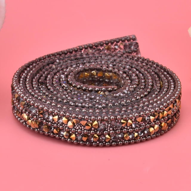 Rhinestone Trim, Rhinestones Banding Wide Application Easy Fixing 1m Length For DIY Gold,Transparent Gray