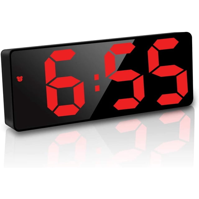 1 reloj despertador digital con pilas, LED de viaje al lado de la red eléctrica, sin tictac, con repetición de temperatura, fecha, hora, brillo ajustable para niños y adultos (rojo) Sailing Electrónica