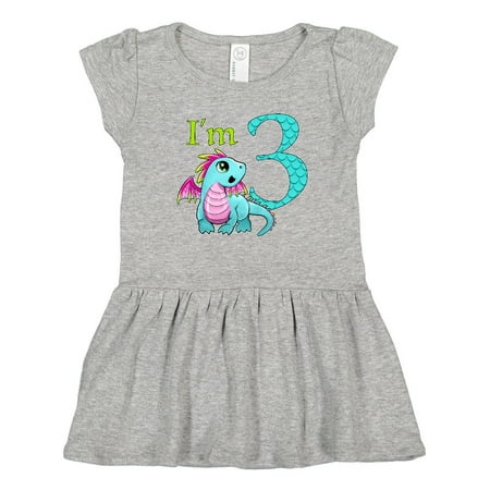

Inktastic Blue and Pink Baby Dragon Third Birthday Gift Toddler Girl Dress