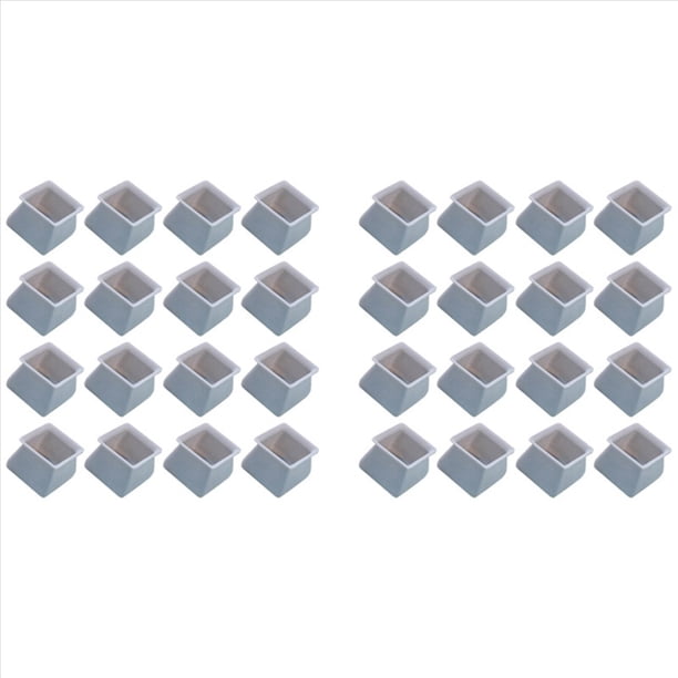 32 Piezas Tapas de Patas de Silla Protector de Piso de Silicona Cuadrado Tapas de Pies de Mesa Muebles Almohadillas de Silla Inferior Antideslizante-Gris
