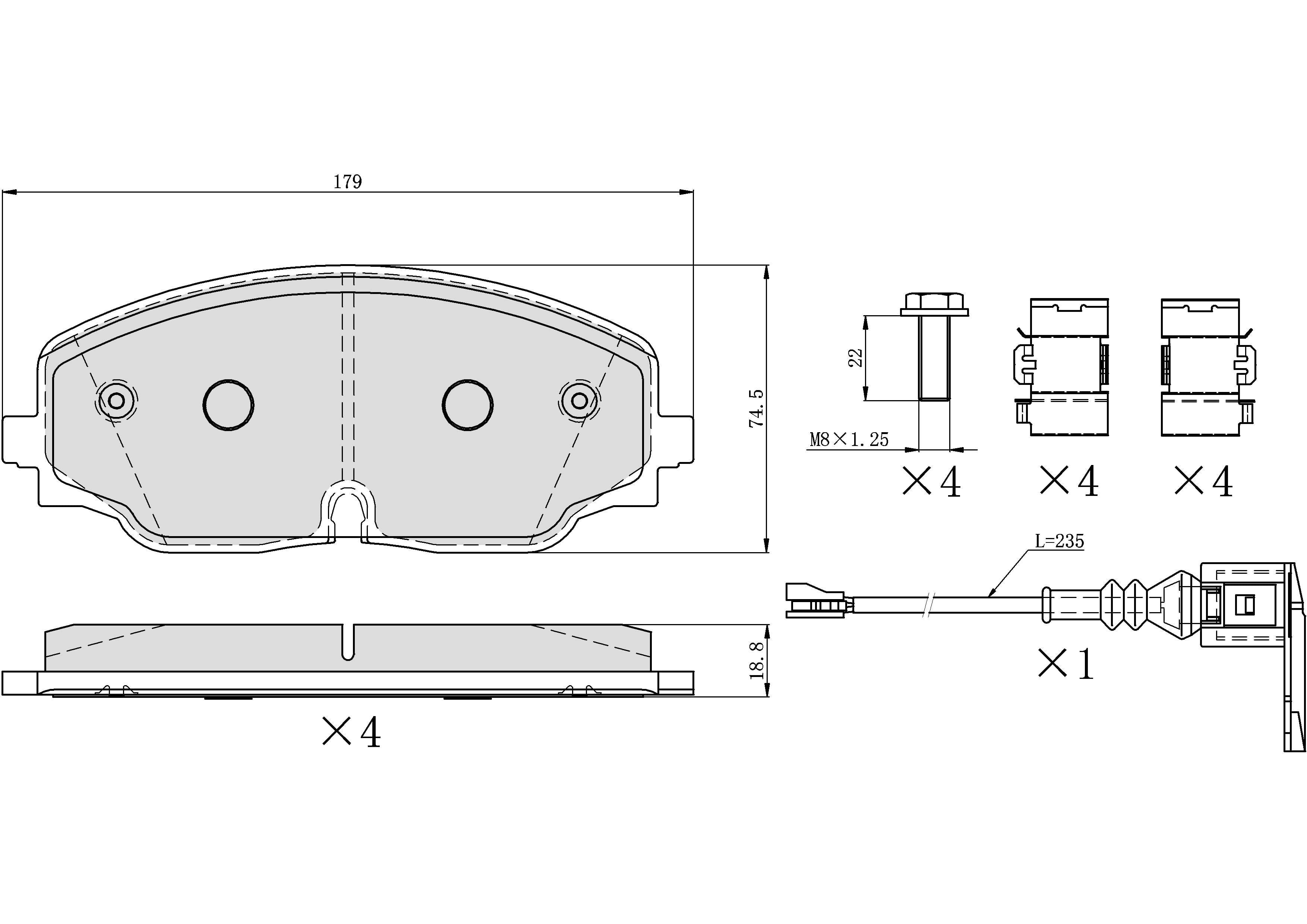 UltraHC 700 Brake Pad Set, Front HC7.2074.0.C, Volkswagen Atlas 2021-2018