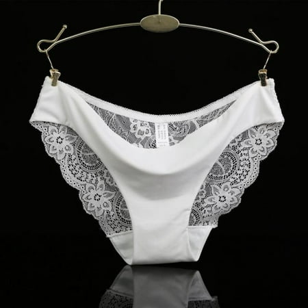 

2PC Lingerie For Women Lace Panties Seamless Cotton Panty Hollow Briefs Underwear White/Xl