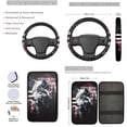 thumbnail image 3 of Jeiento Wolf Auto Seat Covers Full Set of 13 American Flag Steering Wheel Cover Seat Belt Pads Cup Holder Center Console Cover Keychain Car Accessories Set Universal Fit for Most Cars SUV Sedan, 3 of 8