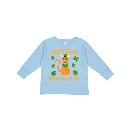 

Inktastic St. Patrick s Day Happy Saint Purrtrick s Day Boys or Girls Long Sleeve Toddler T-Shirt