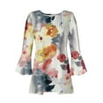 thumbnail image 4 of Apmemiss Women's Summer Tops Clearance Women's Casual Trumpet 3/4 Sleeve Printed Buttoned Basic Ruched Corset Tunic Tops Pleated T-shirts Blouses on Sale Clearance Items, 4 of 5