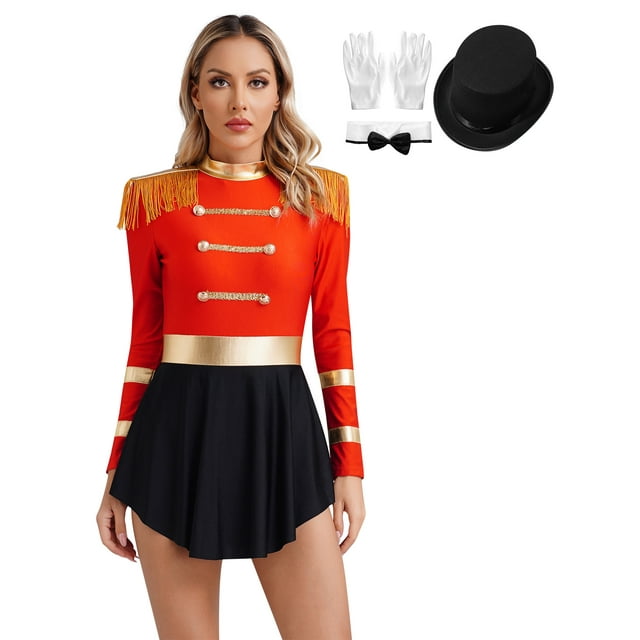 YiZYiF Costume de Magicienne de Cirque pour Femme Adulte Cosplay Robe Combinaison Justaucorps Halloween Fête Tenue Fantaisie C Rouge 3TG