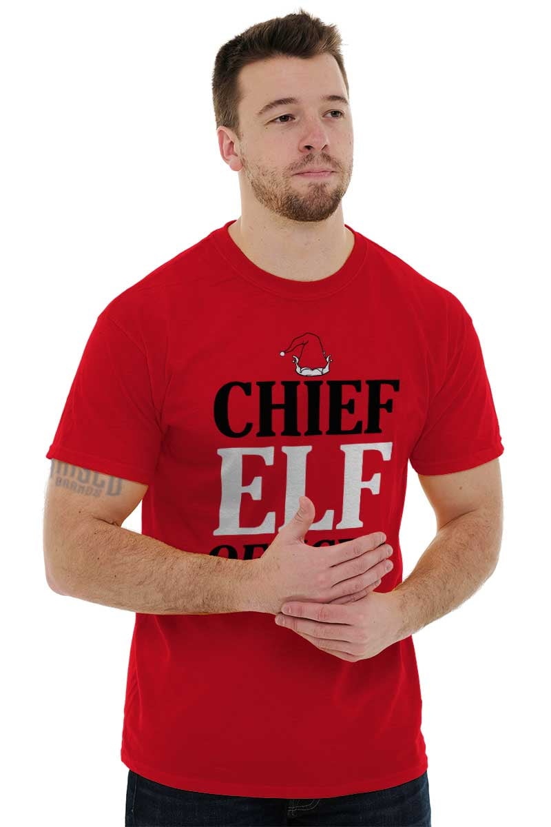 Xmas Chief Elf Officer Santa Helper Men's Graphic T Shirt Tees Brisco Brands M