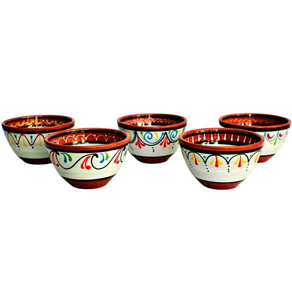 Cactus Canyon Ceramics Spanish Terracotta 5-Piece Breakfast Bowl Set (European Size), White