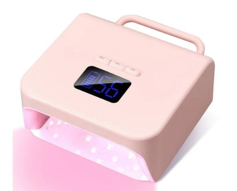 2025 NEW 220W High-Power Rechargeable Nail Lamp - Professional Fast-Drying UV/LED Nail Dryer for Salons（Color: Pink ，Light Color: White Light）