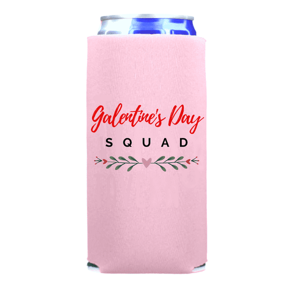 Valentine's Day Party Slim Can Coolers, Galentine's Day, Spiked Seltzer Coolies, Skinny Coolies, Holiday Party Gift (Pink)