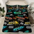 thumbnail image 2 of Homewish Cartoon Race Car Full Size Sheets for Teens, Automobile Sports Bed Sheets, Checkered Flag Sheet Sets, Breathable Home Decor, 4 Pieces, 2 of 7