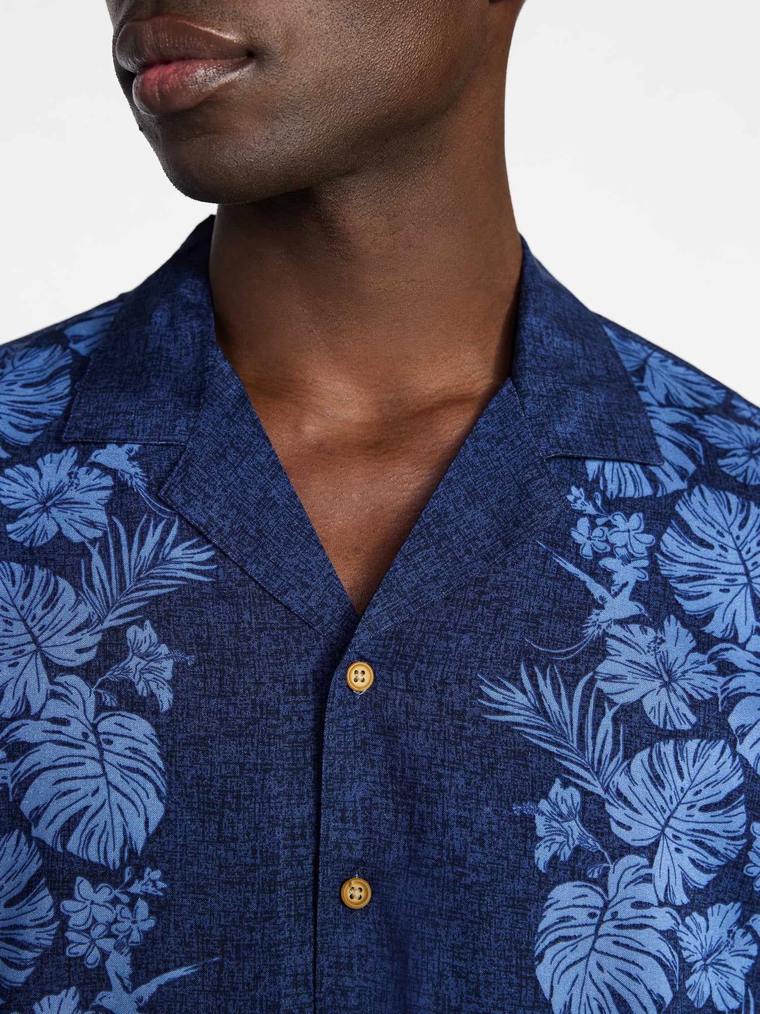 George Men's Relaxed Fit Printed Camp Shirt with Short Sleeves, Sizes S-3XLT
