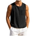 thumbnail image 3 of Zysthvn Sleeveless Men Tank Tops Running Cotton Summer Casual Shirts for Men Crew Neck Button Solid Pocket, 3 of 6