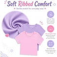 thumbnail image 2 of Btween Active Girls T-Shirts 3 Pack – Short Sleeve Ribbed Crewneck Tees, Soft Stretch Casual Everyday Tops for Girls, 2 of 7