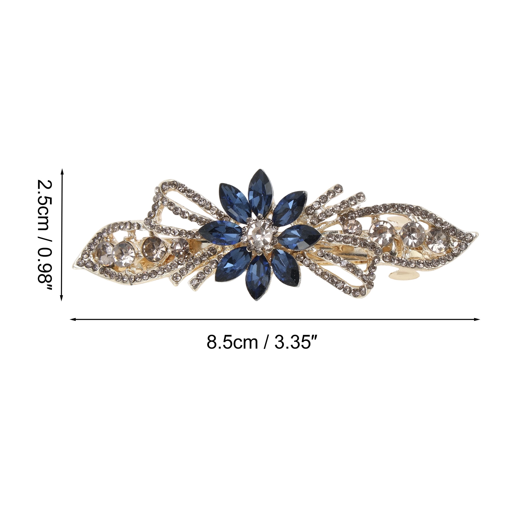 Unique Bargains Flower Rhinestone Barrettes Stylish Hair Blue