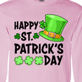 thumbnail image 4 of Inktastic Happy St. Patrick's Day Green Hat and Clovers Long Sleeve T-Shirt, 4 of 5