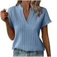thumbnail image 2 of LADIGASU Women's V-neck Short-sleeved Loose Shirt Top, 2 of 5