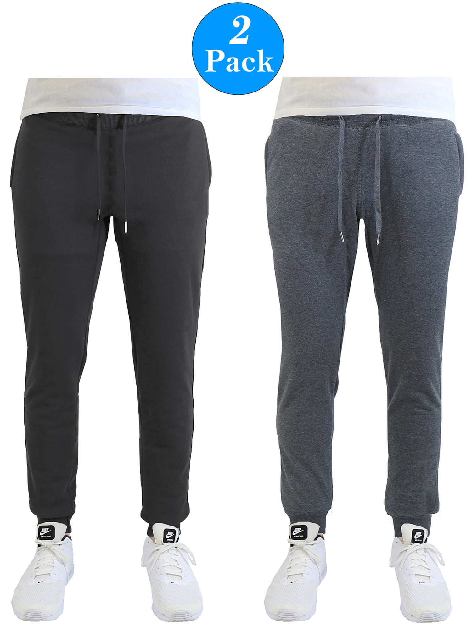 Men's Soft-Fleece Joggers With Zipper Pockets (2-Pack) - Walmart.com