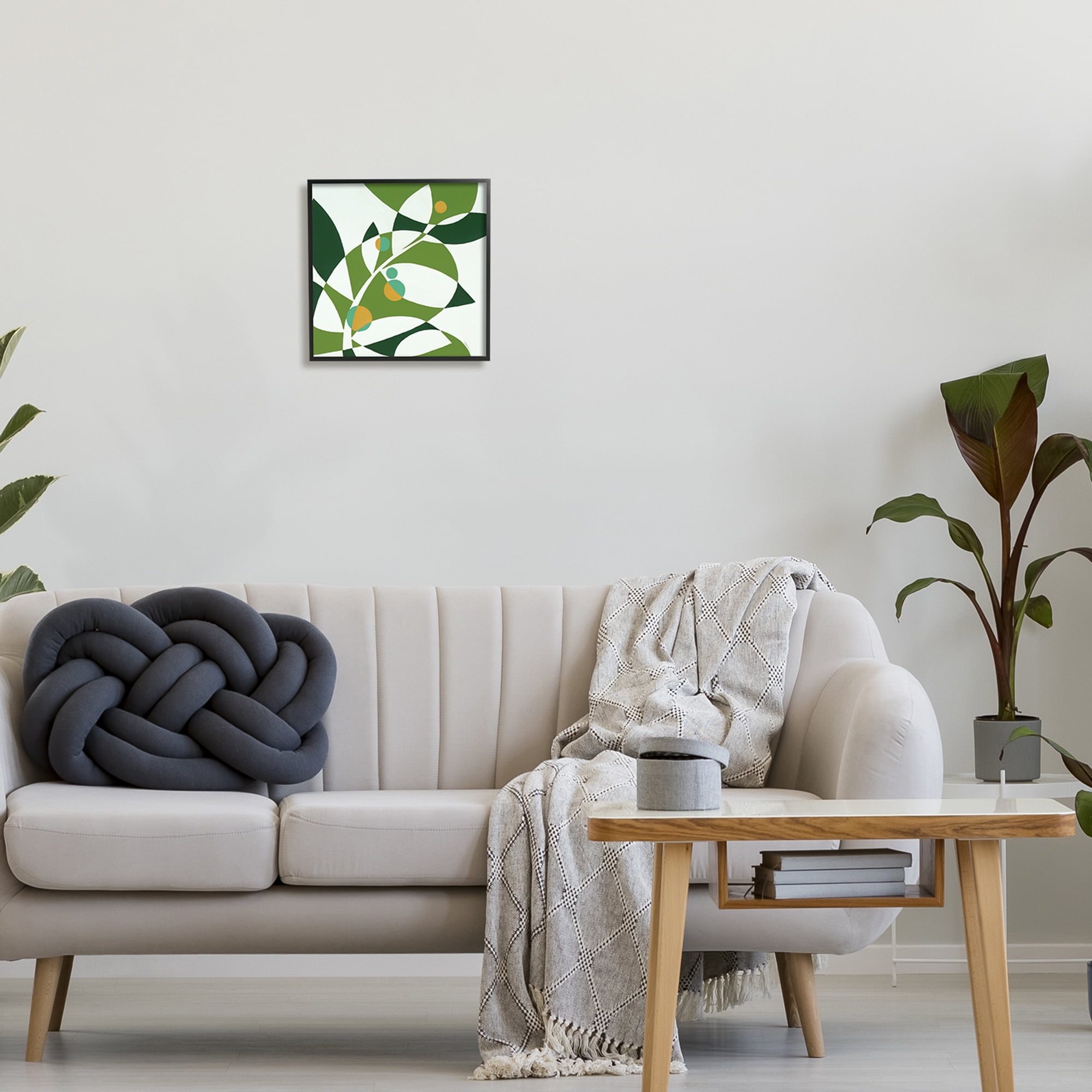 Stupell Industries Botanical Abstract Leaf Botanical & Floral Painting Black Framed Art Print Wall Art, 12 x 12