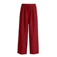 thumbnail image 4 of Hurxie Girls Wide Straight Leg Loose Sweatpants Elastic Waist Casual Jogger Pants with Pockets Wine,7 Years, 4 of 7