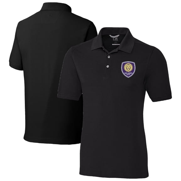 Men's Cutter & Buck Black Orlando City SC Advantage Eco Tri-Blend Pique Polo