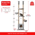 thumbnail image 2 of Furcato Cat Tree, Floor to Ceiling Cat Tower Adjustable Height [92.9-102.4in=235-258cm], 7 Tiers Cat Climbing Play House with Fully Sisal Scratching Post, Grey, 2 of 9