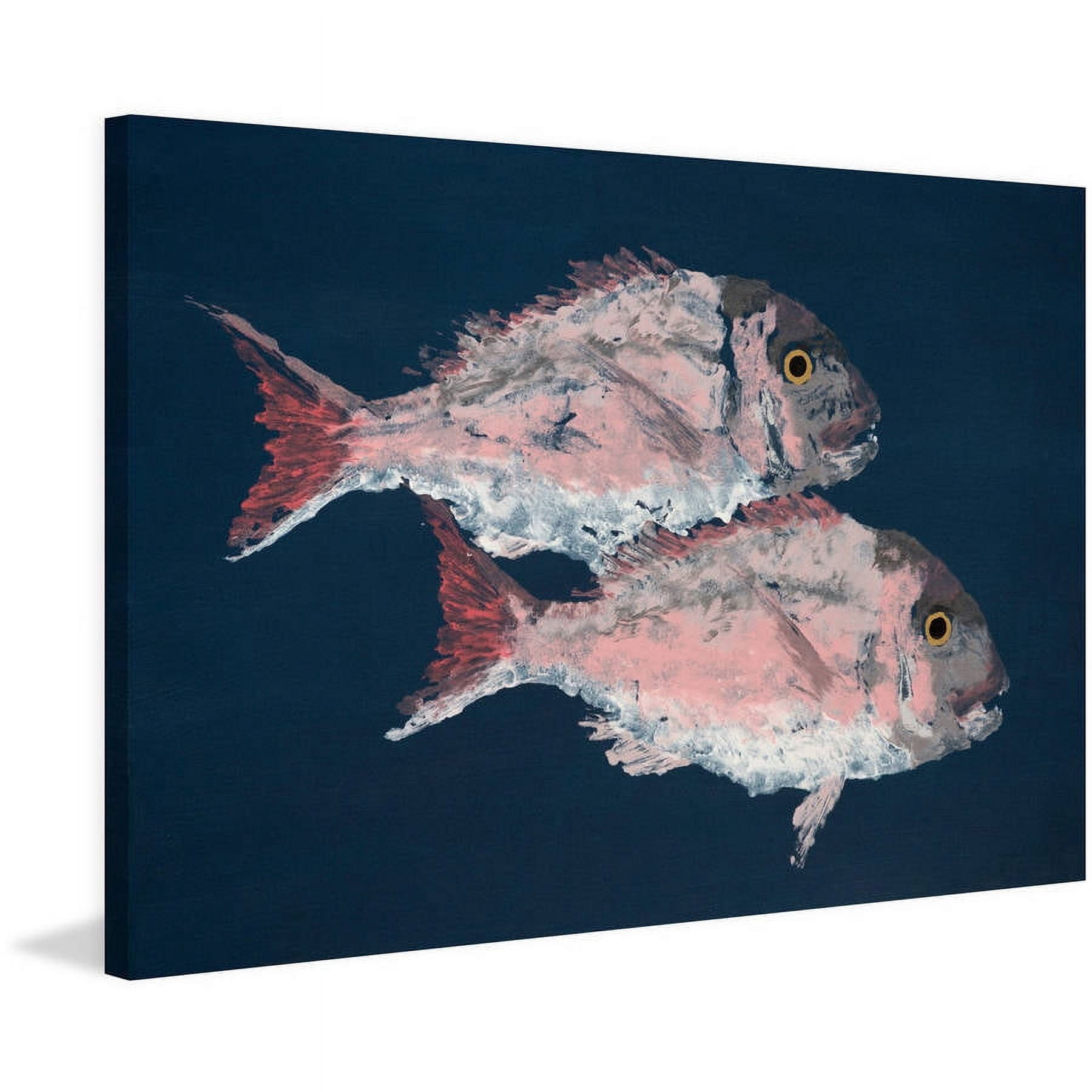 Marmont Hill "Piranha Pair" by Michael Pantalos Painting Print on Wrapped Canvas