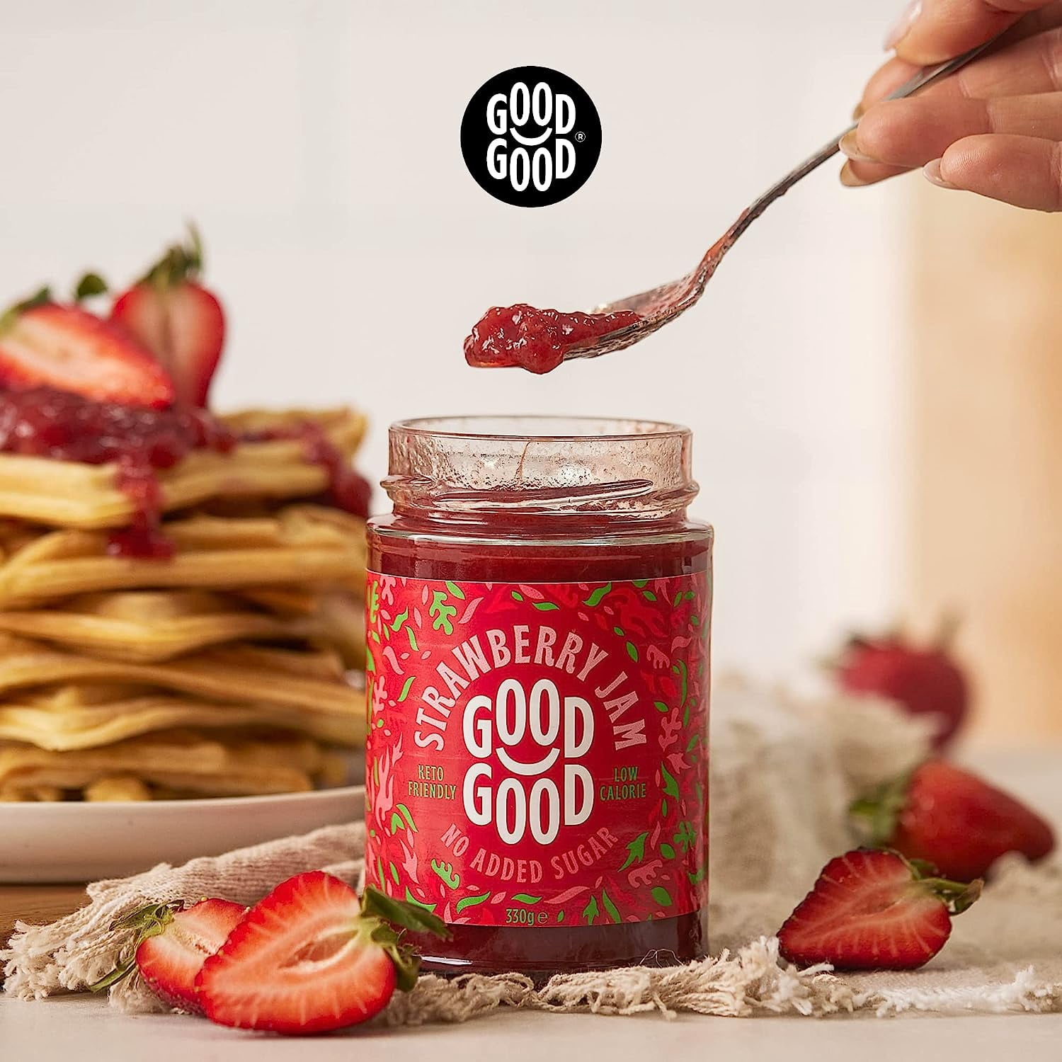 Pack of 6, Good Good Strawberry Jam, 12 oz
