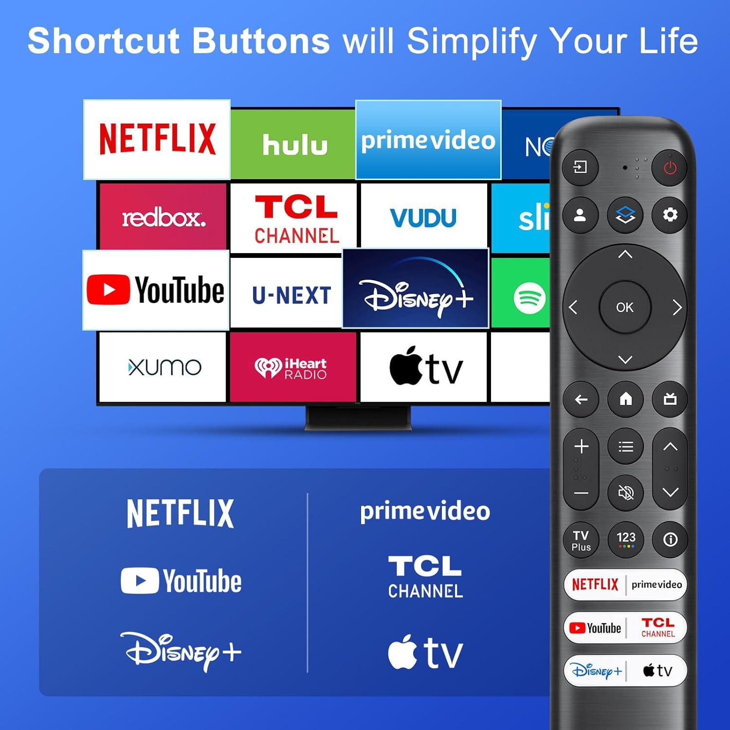 Replacement for TCL Google TV Remote Control, RC813 Compatible with TCL QM8/QM7/S5/S4/S3/Q7/Q6/Q5 4K UHD HDR LED QLED QD-MiniLED Full-HD Smart TVs