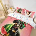 thumbnail image 3 of Homewish Bow Dachshund Animal Duvet Cover Queen,Watermelon Bee Queen Bedding,Pink,Colorful Stars Reversible,3pcs,1 Duvet Cover and 2 Pillowcases, 3 of 6