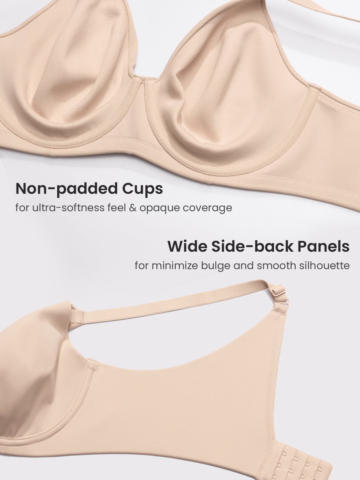 DELIMIRA Women's Inbarely Lift Full Coverage Bras Plus Size Unlined T shirt Underwire Seamless Bra