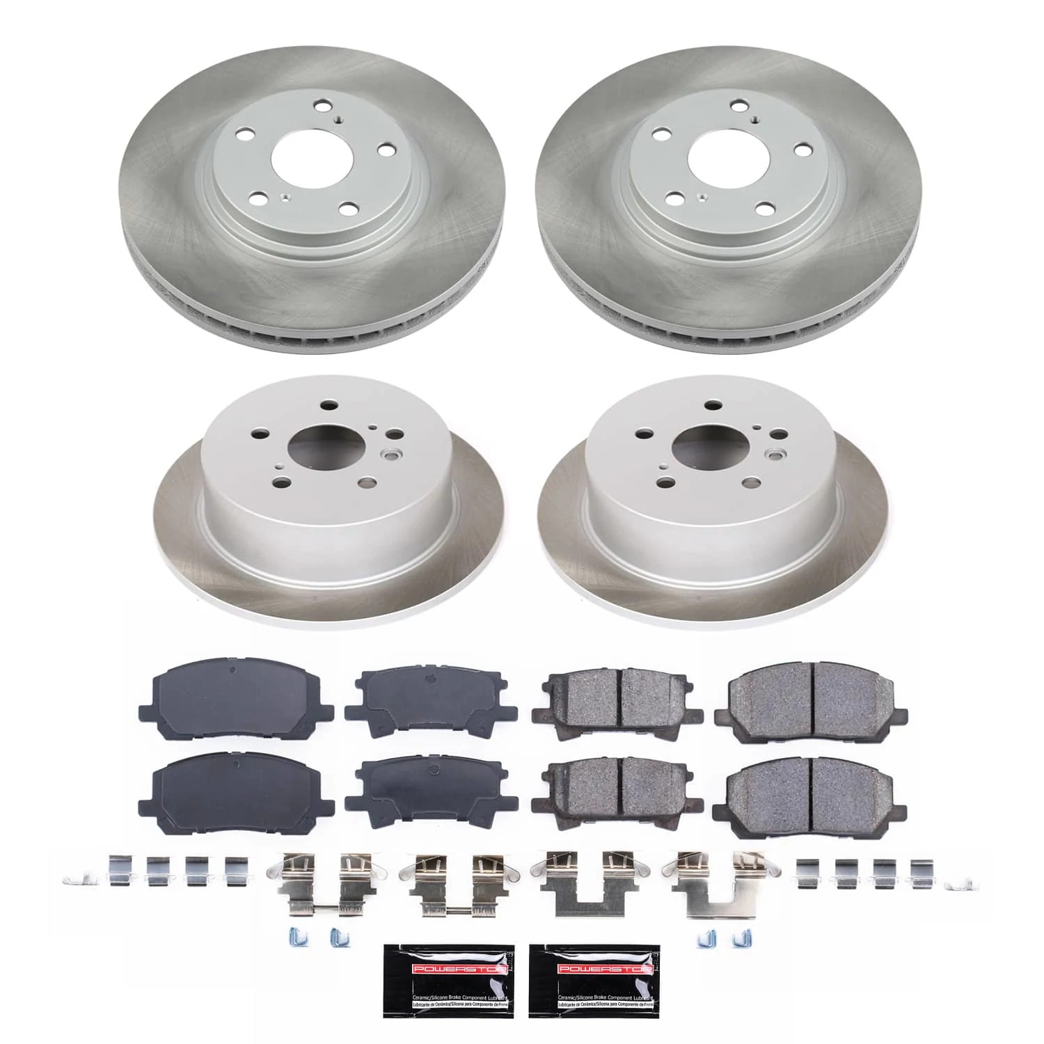 PowerStop Front and Rear Semi-Coated Rotor and Low-Dust Ceramic Brake Pad Kit SC4531