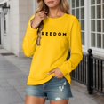 thumbnail image 2 of Womens Freedom Sweatshirt Classic Letter Printed Crewneck Long Sleeve Patriotic Pullover Athletic Top Stylish Casual Loose Fit Daily Wear, 2 of 6