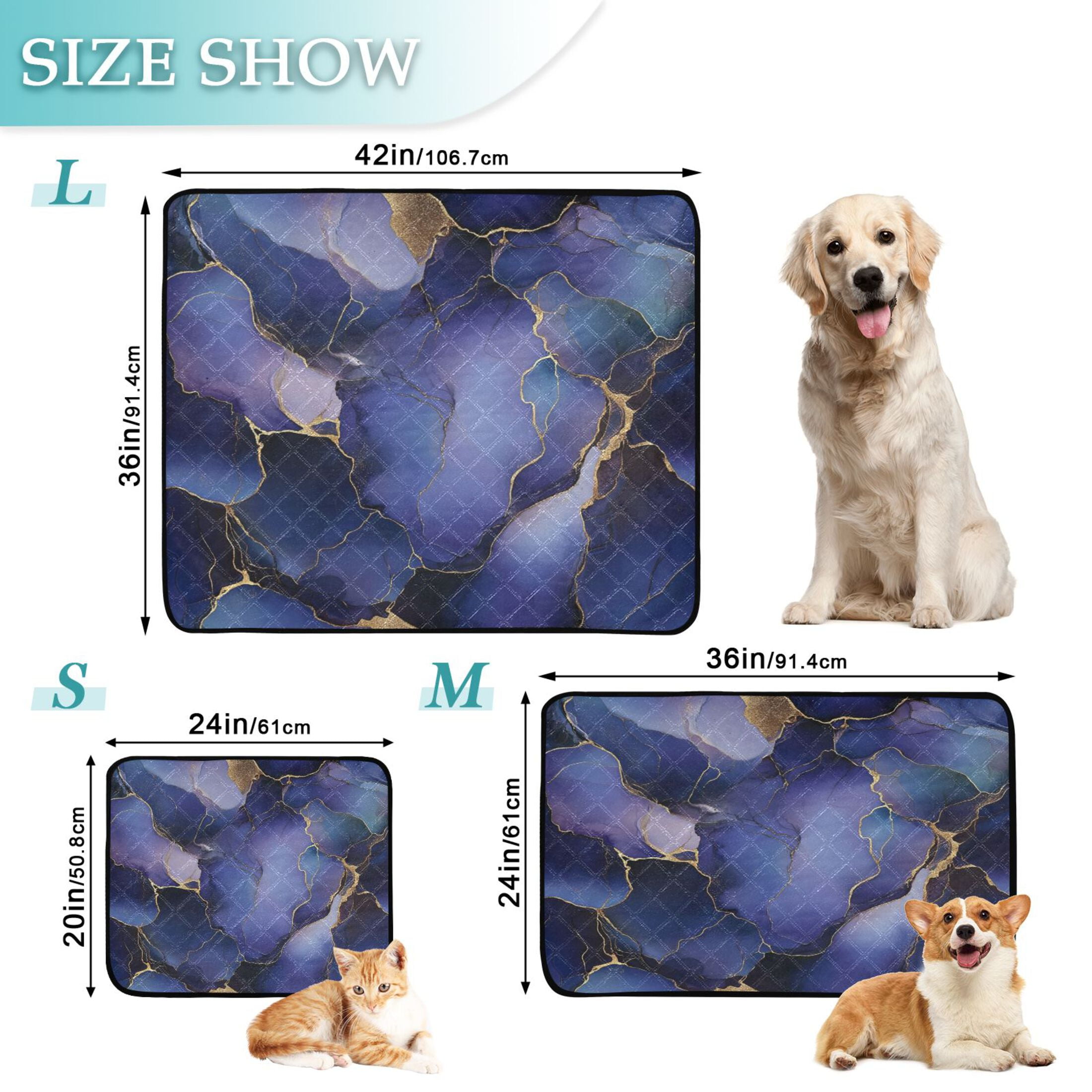 Qxltty Purple Gilt Pattern Cat litter Pads Pet Set of 3 Diaper Mats Center Anti-leakage Layer Absorbent Soft and Comfortable