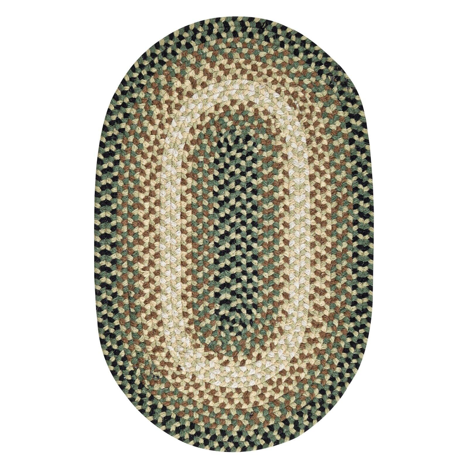 Better Trends Plymouth Braided Rug 2' X 9' Green Striped