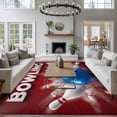 thumbnail image 3 of Bowling Large Area Rugs 8x10 ft Vintage Bowling Bottles Ball Red Background Washable Rug Non Slip Indoor Carpet Absorbent Floor Mat for Living Room Bedroom Dining Room, 3 of 9