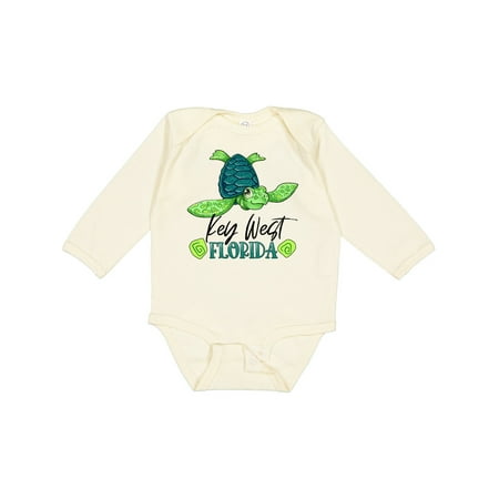 

Inktastic Key West Florida Happy Sea Turtle Gift Baby Boy or Baby Girl Long Sleeve Bodysuit