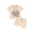 thumbnail image 2 of Aojekbee Toddler Boys Summer Shorts Sets Short Sleeve Letter Baseball Print Tops and Drawstring Shorts Sets, 2 of 10