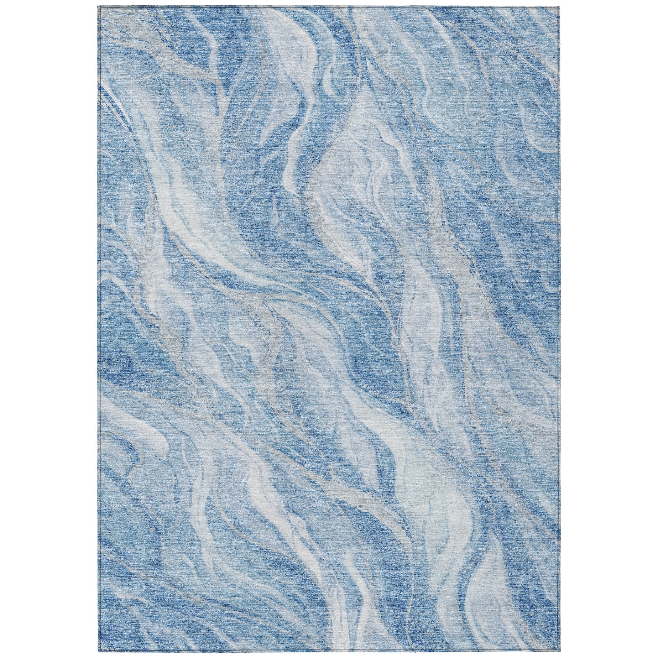 Addison Rugs Chantille Indoor/Outdoor Transitional Waves Blue Washable Rectangle Rug, 3' x 5'