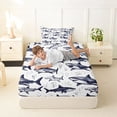 thumbnail image 4 of jejeloiu Ocean Sketch Shark Twin Sheets,Bubbly Ocean Background Bedding For Boys,Blue White,3pcs,1 Fitted Sheet and 1 Pillowcase, 4 of 6