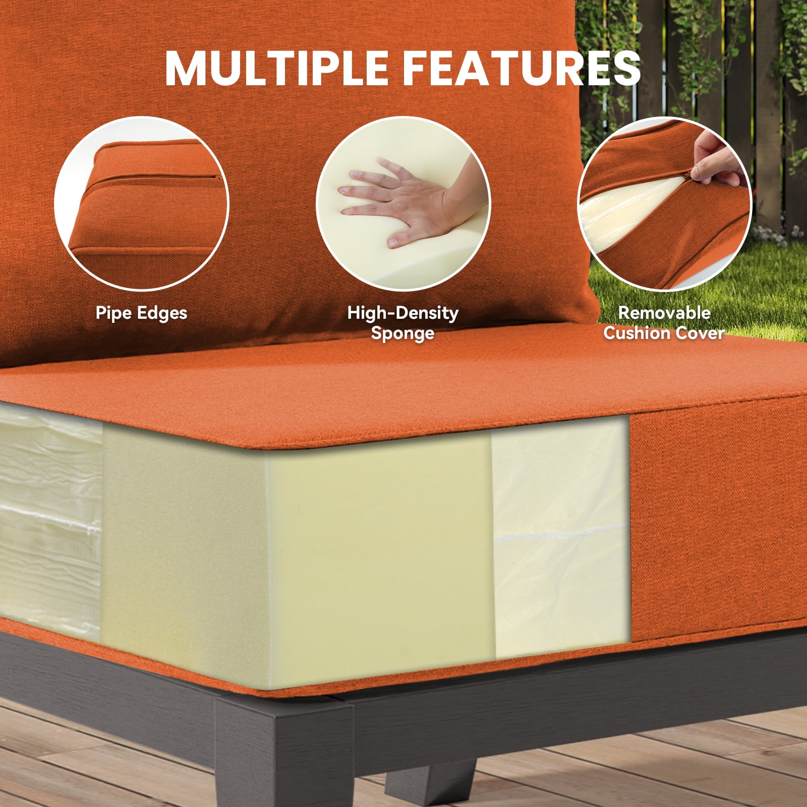 Jentlehouse Outdoor Deep Seat Cushion 24" X 24" X 6" for Patio Furniture,Outdoor Chair Cushions Water & Fade Resistant Patio Furniture Cushions for Wicker Chair, Sofa, Couch, Orange (Set of 2)