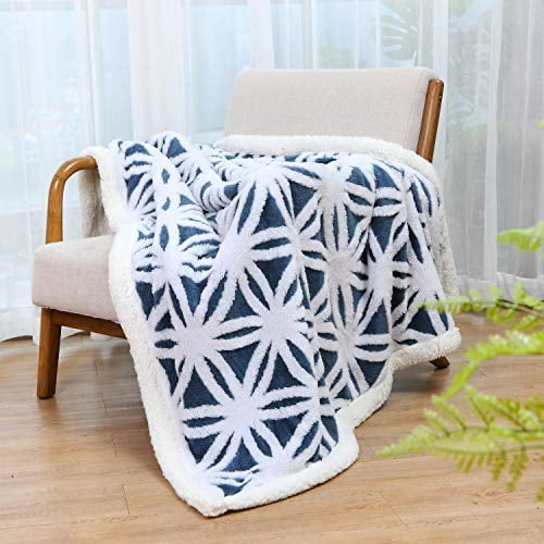 Lomao Sherpa Fleece Manta Fuzzy Suave Suave Manta de doble cara para la cama sofá (Armada, 60''x80 '') LOMAO Manta De Forro Polar
