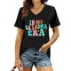 thumbnail image 2 of Camiseta de manga corta con cuello en V y estampado para mujer: top informal de verano con estampado floral, tejido suave y transpirable, varias tallas, 2 of 4
